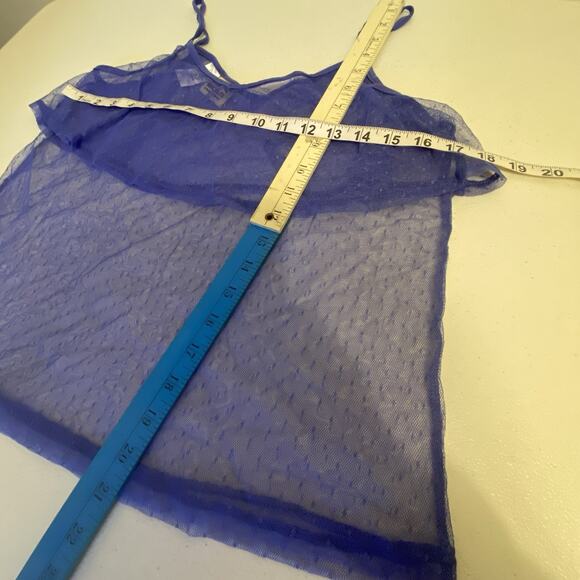 Vtg Y2K Sears Purple Lace Mesh Tank Top Boho Preppy Fairy Goth Whimsy Vamp Jrs M - Picture 2 of 8